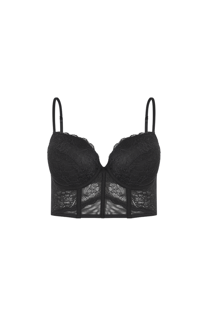 Bustier media copa en encaje y tull (011403)