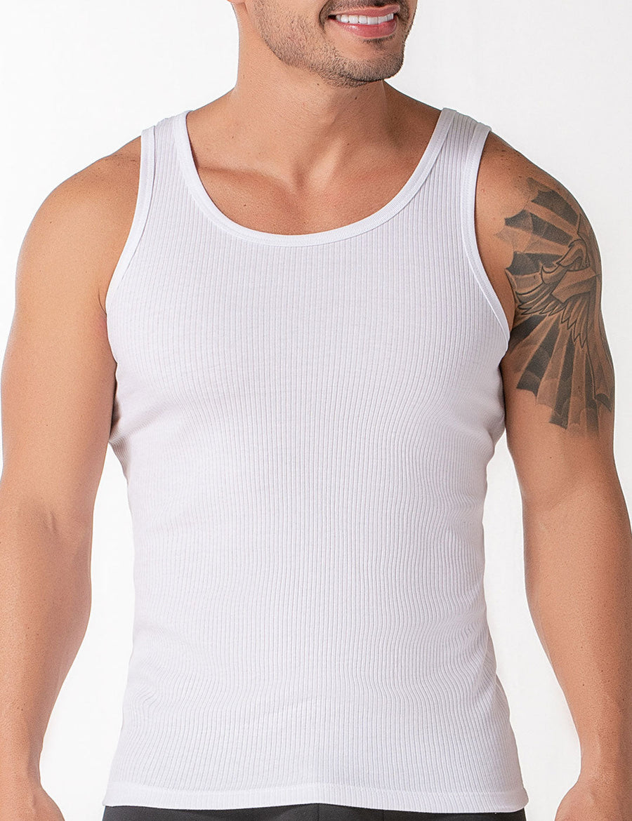 Camiseta cuello redondo acanalada (2203)