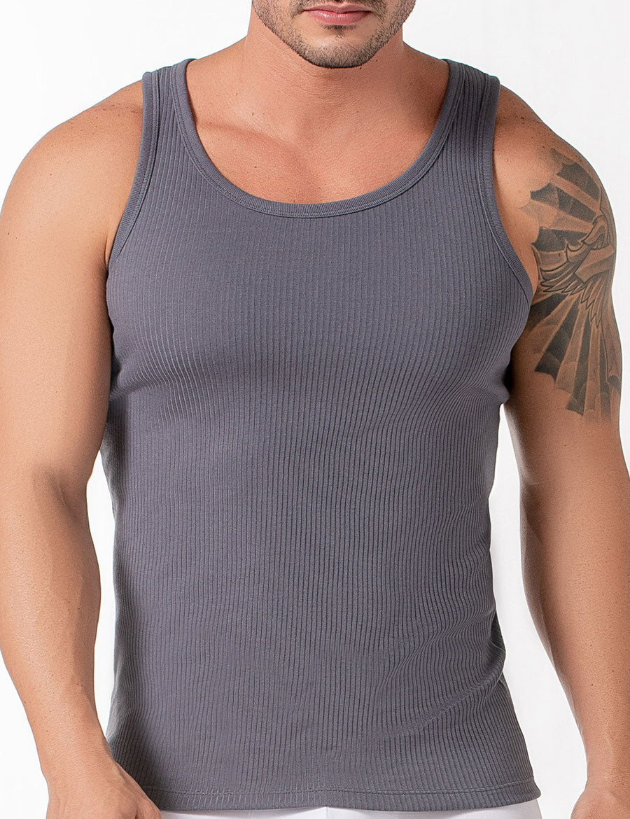 Camiseta cuello redondo acanalada (2203)